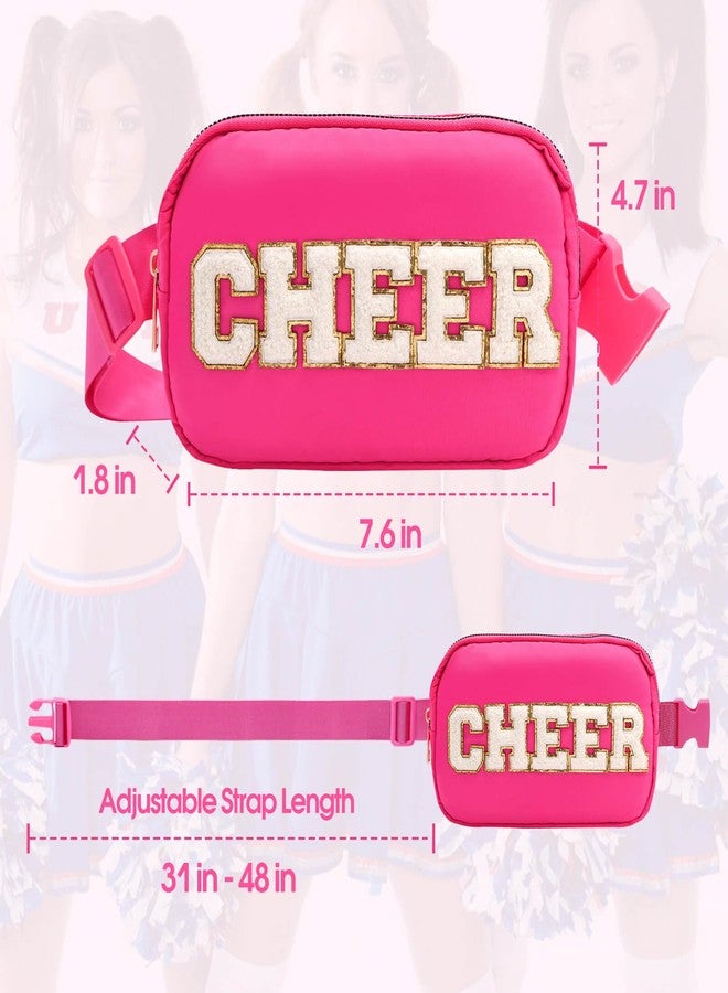 PainZieteg Cheer Bag Pink Fanny Pack for Girls Cheer Chenille Letter Bags,Travel Nylon Belt Bag for Cheerleader Girl Women Birthday Christmas Gift (CHEER Letter, Pink) - Image 4